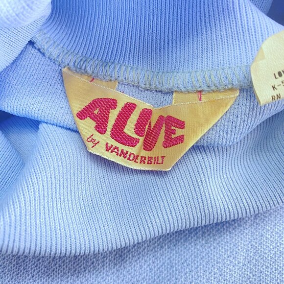 Vintage Alive By Vanderbilt Powder Blue Polyester Turtleneck Sweater M - Picture 3 of 10